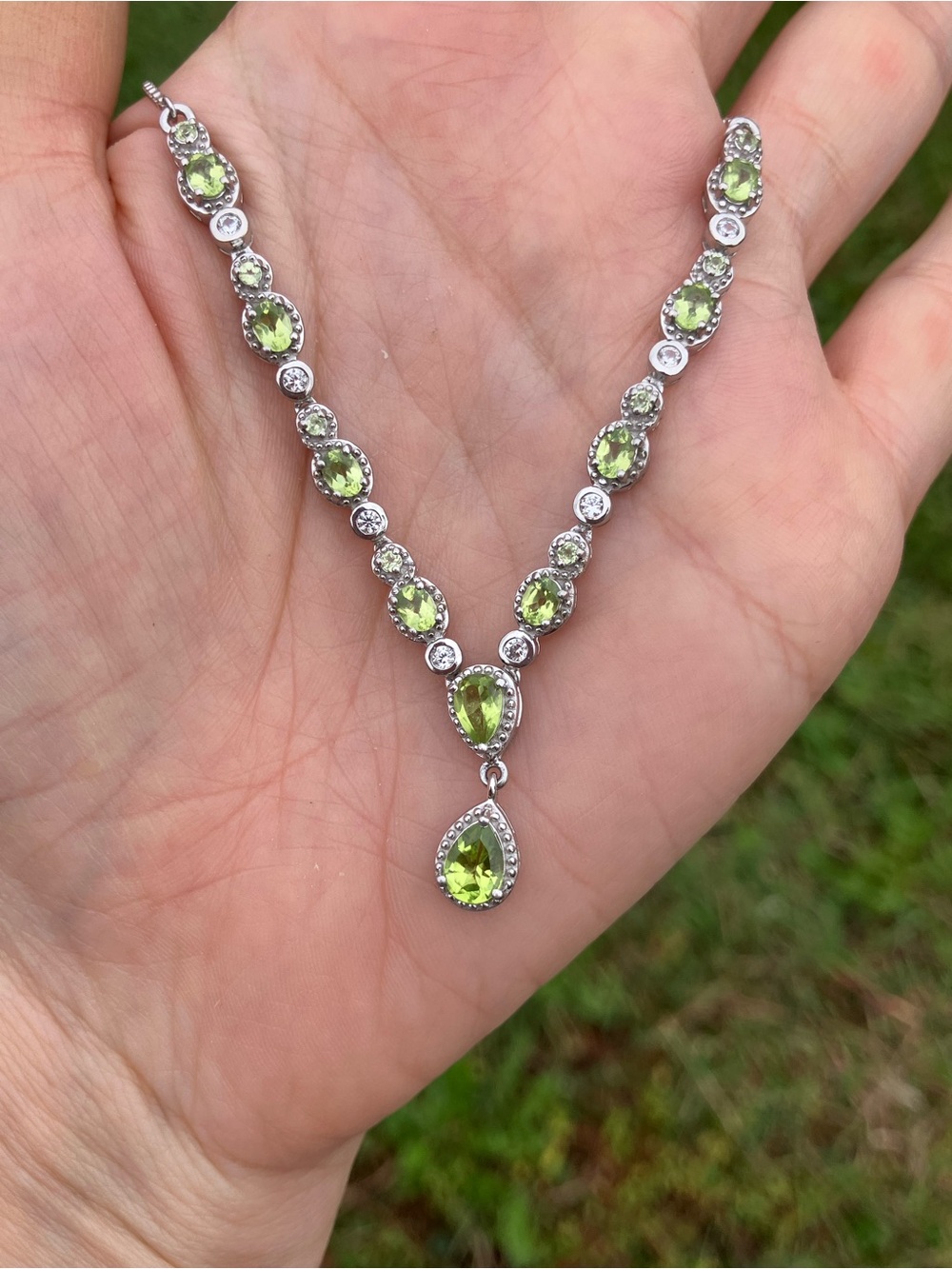 Natural Peridot Sterling Silver Necklace